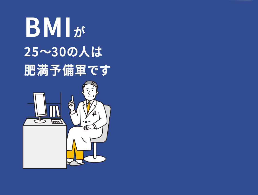 BMIが25〜30の人は肥満予備軍です